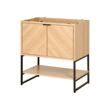 Juhl Chevron-Front Modern Minimalist 2-Shelf Bath Vanity Cabinet Only (Sink Basin Not Included)